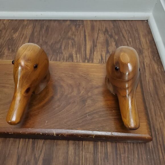 Vintage EdgeComb Solid Wood Carved 4 Mallard Ducks Head-Shaped Hat & Coat Rack - Picture 6 of 11
